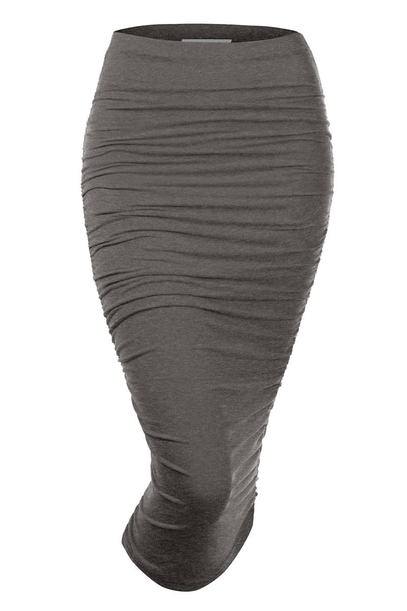 NINEXIS - Wholesale Skirt - Women's - CWBMS070_Slim Fit Ruched Long Pencil Skirt28