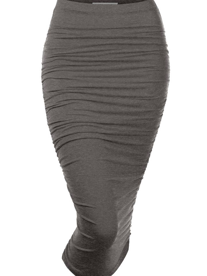 NINEXIS - Wholesale Skirt - Women's - CWBMS070_Slim Fit Ruched Long Pencil Skirt28