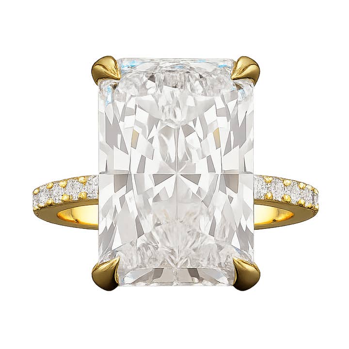 ANELLO DI FIDANZAMENTO CON DIAMANTE TAGLIO RADIANTE DA 10 CARATI ENORME per la vendita all'ingrosso da parte di Evara Jewelry