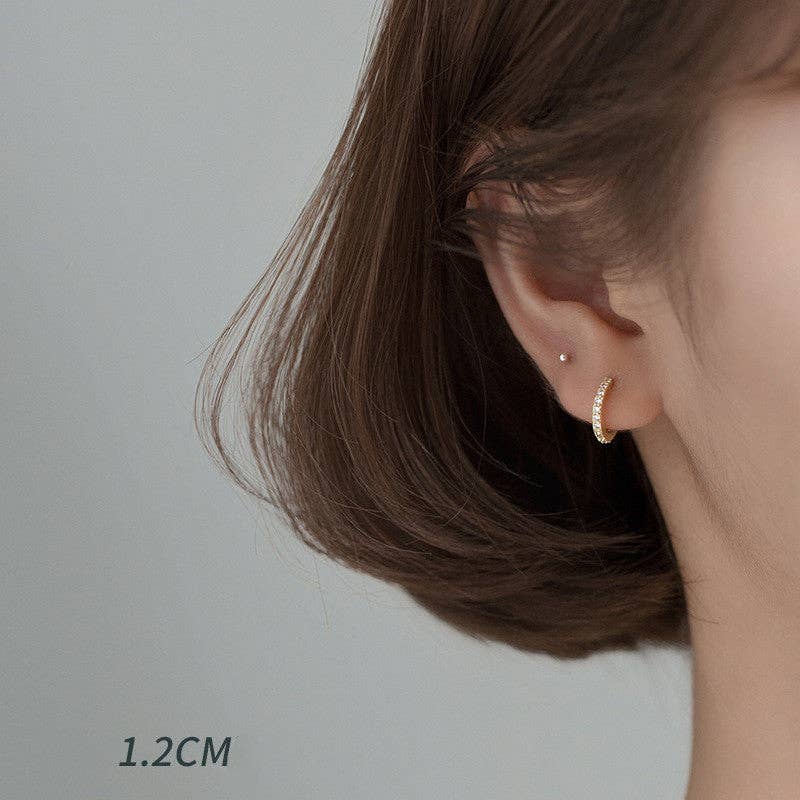 Perimade & Co. LLC - Wholesale Hoop Earrings - Simple Pave Setting Hoop Earrings in 925 Sterling Silver1