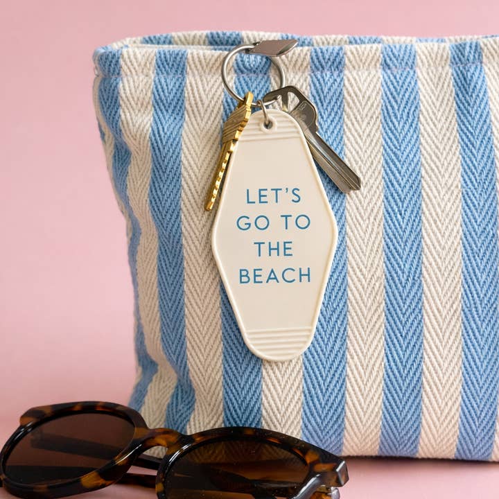 Declaration & Co - Vente Porte-clés – unisexe - Porte-clés rétro d'hôtel - Allons à la plage1