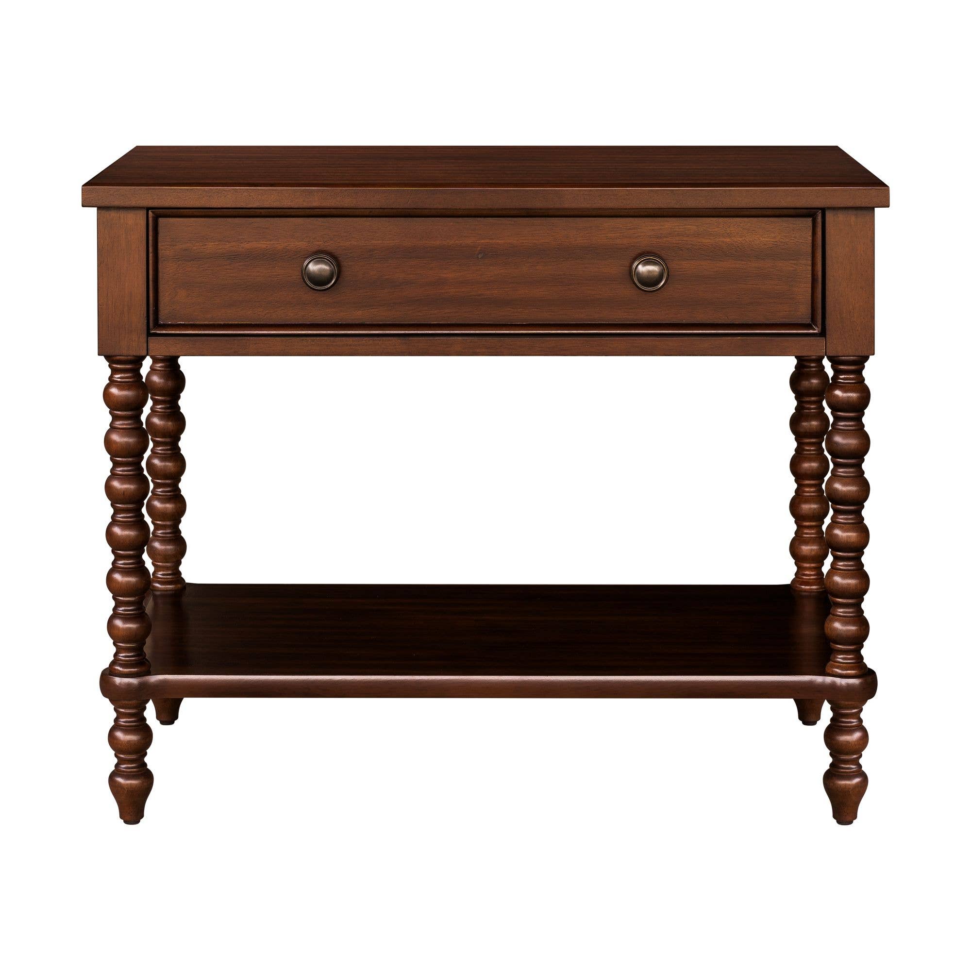 Olliix - Wholesale Side Table - 26"H Large Turned Wood Spindle Nightstand, Morocco Brown4