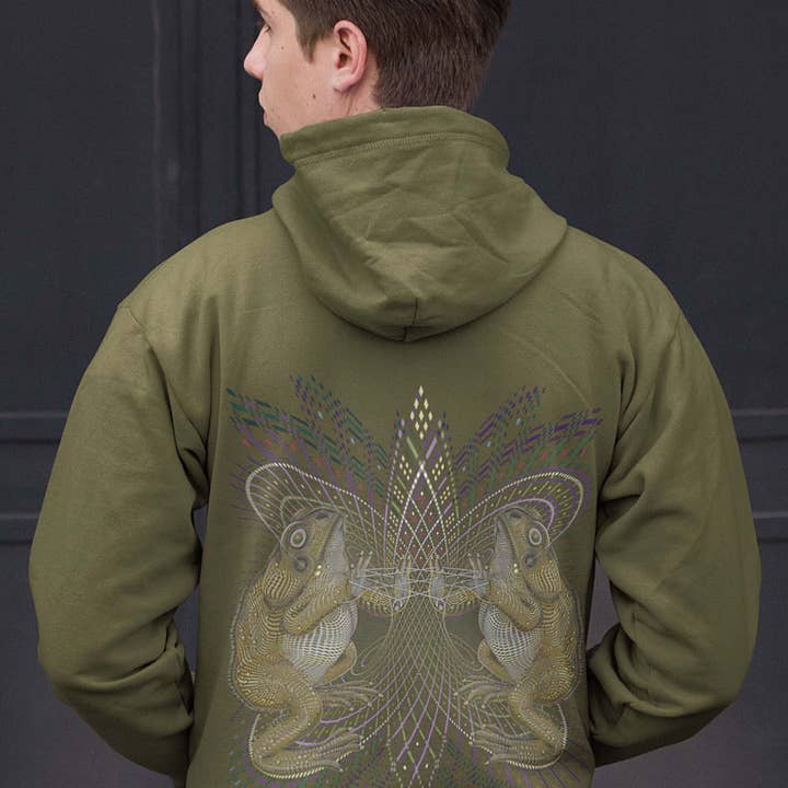 Bufo Alvarius Made To Order Män zip-thru hoodie sweatshirt - Brittisk Kakhi för wholesale av symbolika