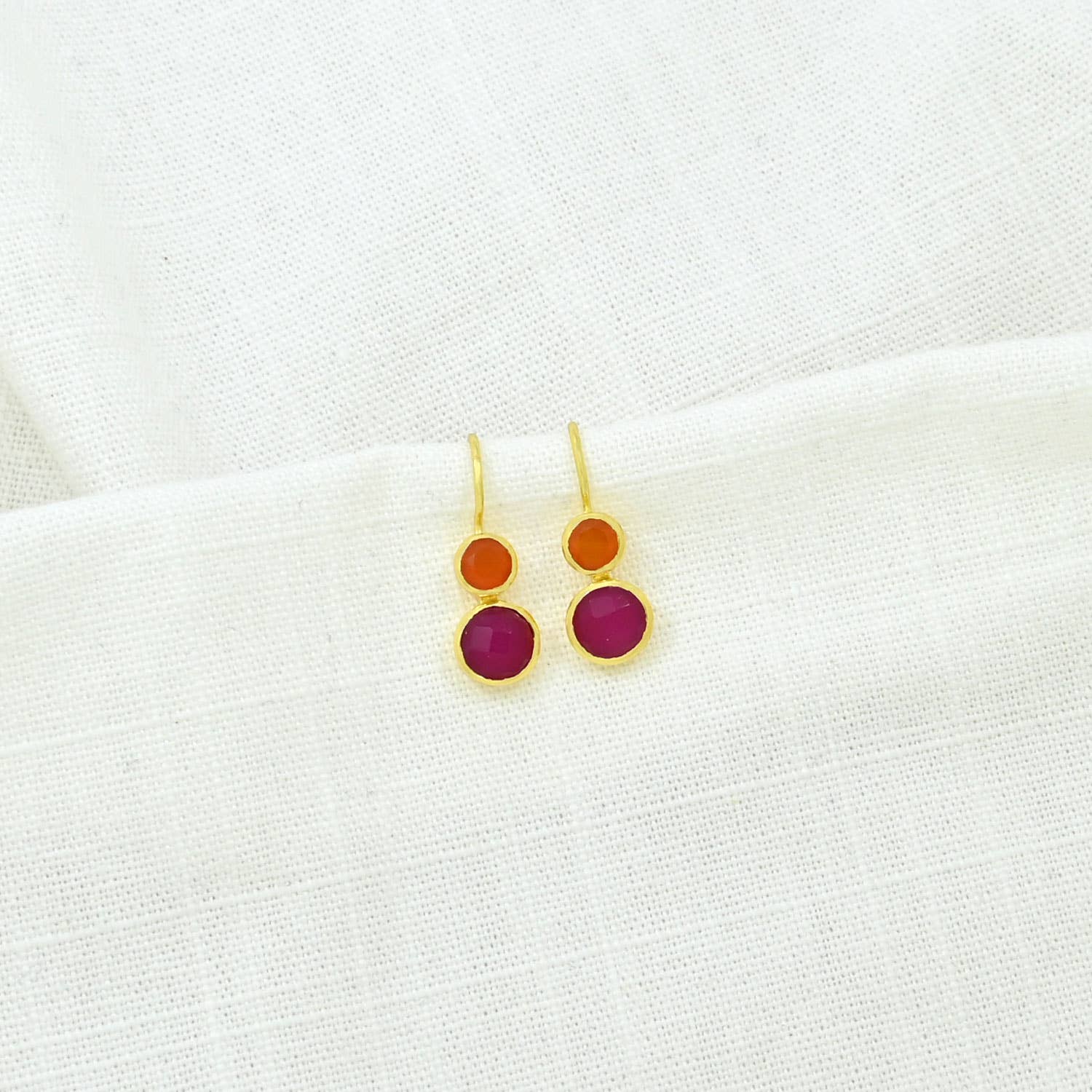 Schmuckoo Berlin - Wholesale Dangle Earrings - Delphine Gold Earring - Pink Jade & Orange Carnelian0