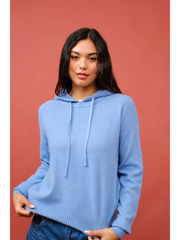 Brown CASHMERE HOODIE SWEATER S6297 for wholesale on Faire14