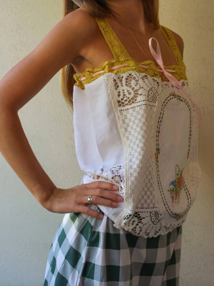 Soleil et Amis - Wholesale Blouse - Women's - the Annabelle top - Handmade Vintage Upcycled Tanktop2