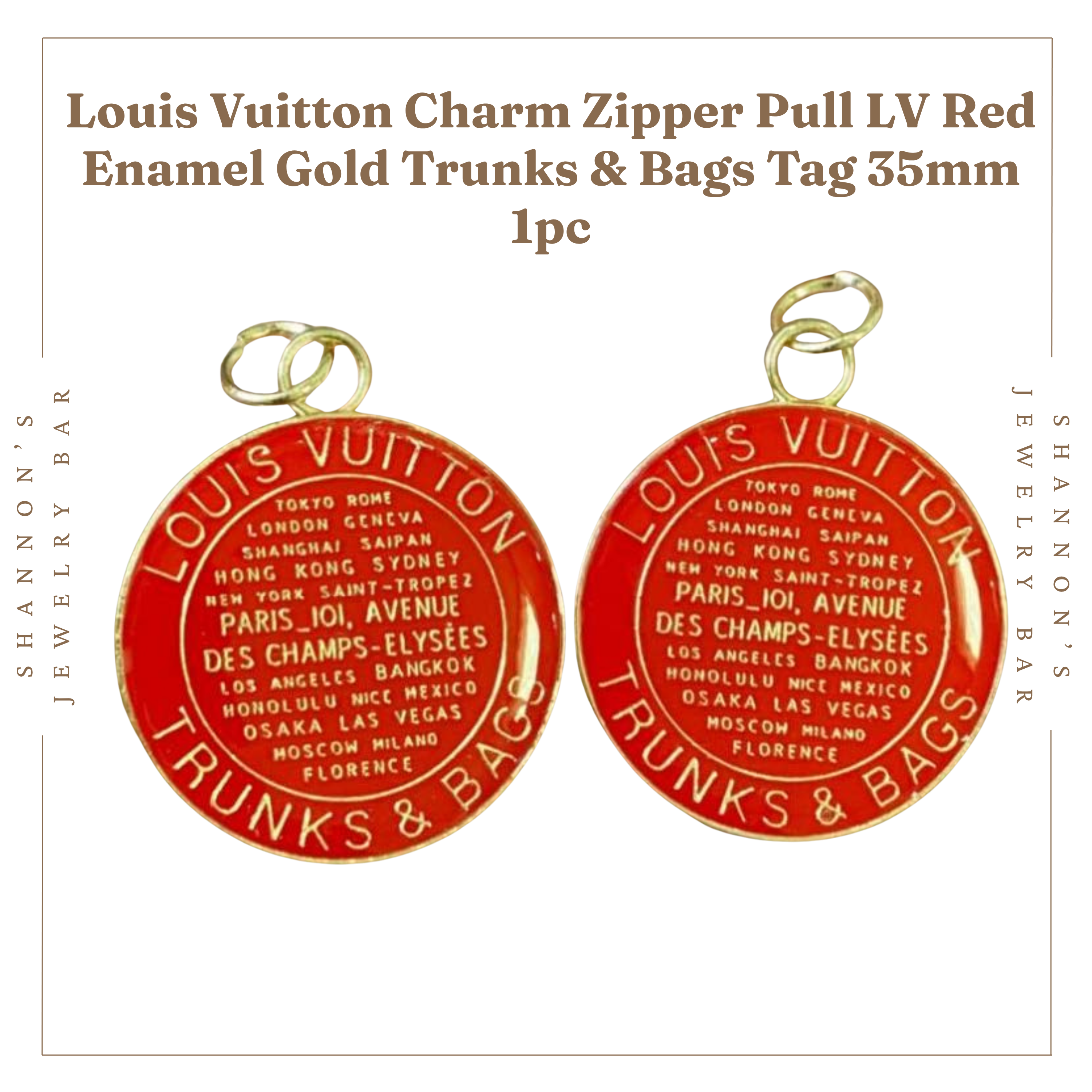 Shannon's Jewelry Bar - Wholesale Individual Charm/Pendant - Louis Vuitton Charm Zipper Pull LV Enamel Trunks & Bags Tag5