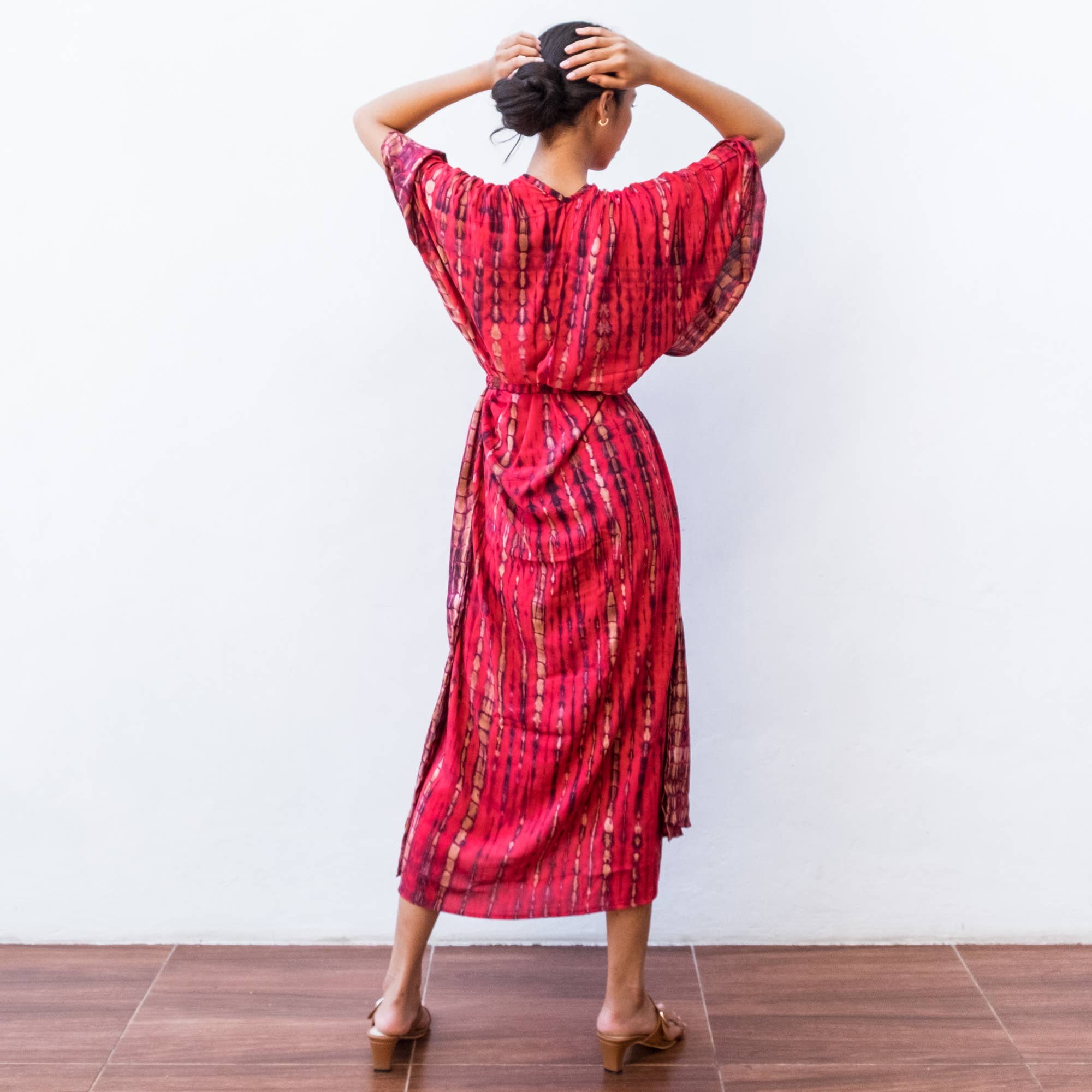 Bali Harvest - Wholesale Swim Cover Up - Women's - Tie Dye Kimono Cover Up (Red) - Bikini Beach Robe Sun Dress2