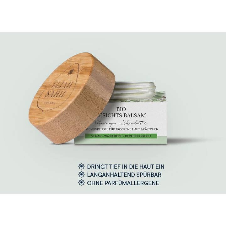 Baume visage bio au beurre de karité et de moringa pour la vente par Eliah Sahil Organic Care USA