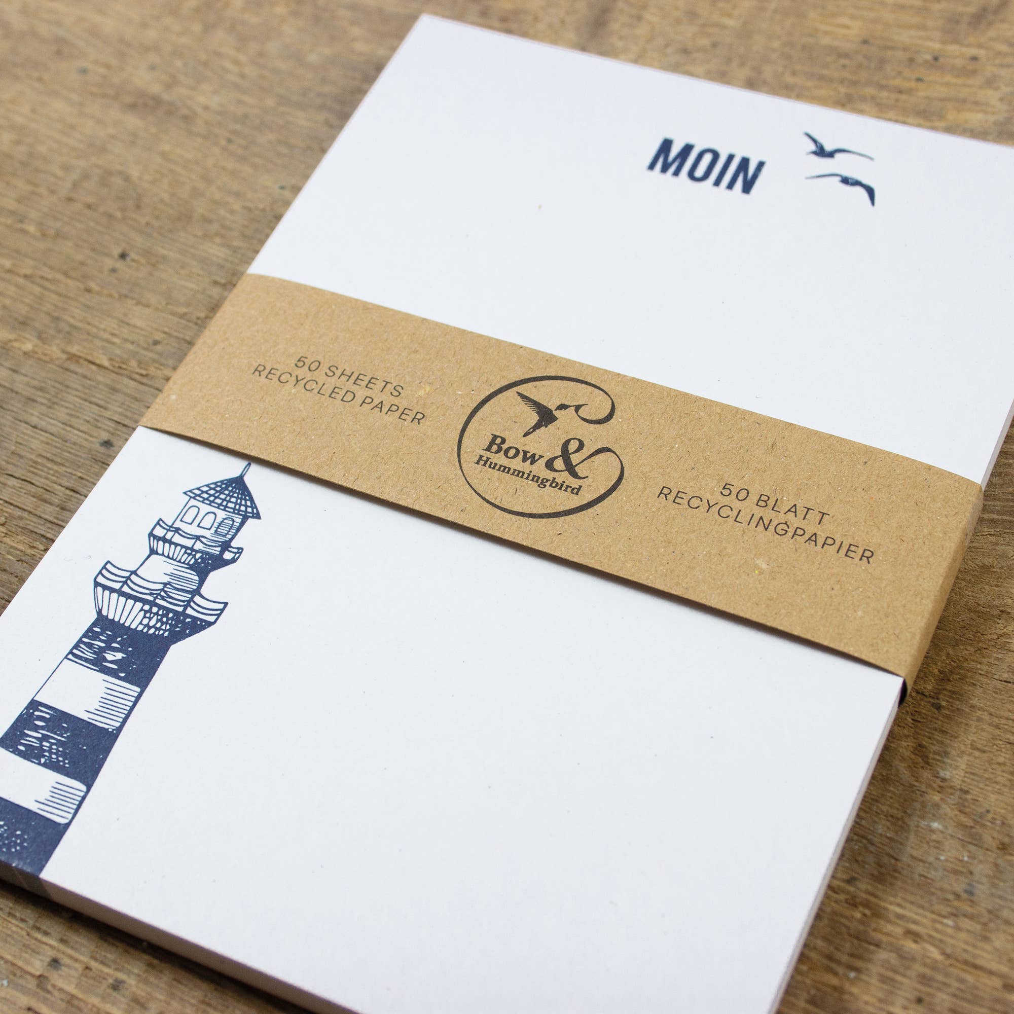 Bow & Hummingbird - Wholesale Notepad - Maritime Notepad Moin with Lighthouse made from Recycled Paper1