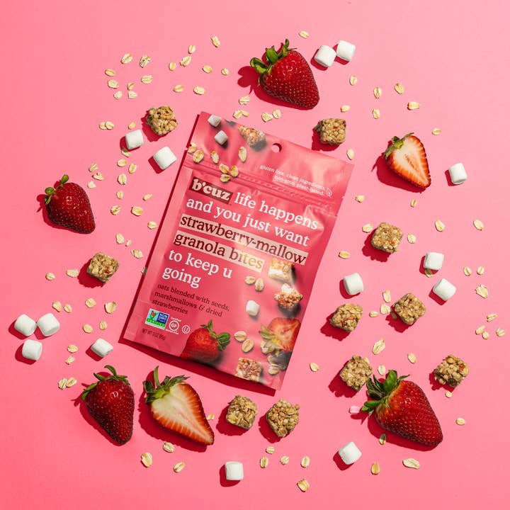 Bcuz Snacks - Wholesale Granola - Strawberry Mallow Granola Bites 3oz. 12 pack2