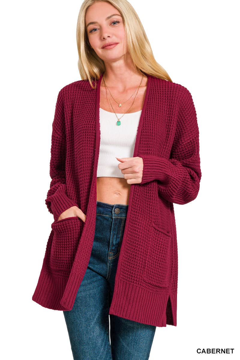 Vanilla Monkey – wholesale Cardigan – Women’s – Low Gauge Waffle Open Cardigan Sweater2