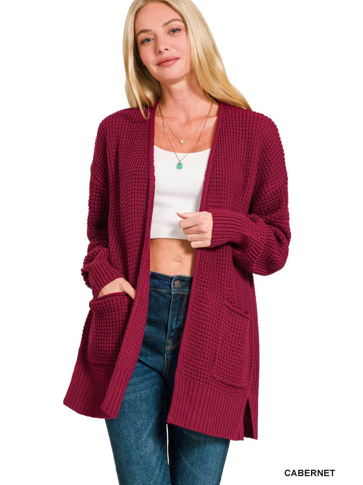 Vanilla Monkey – wholesale Cardigan – Women’s – Low Gauge Waffle Open Cardigan Sweater2