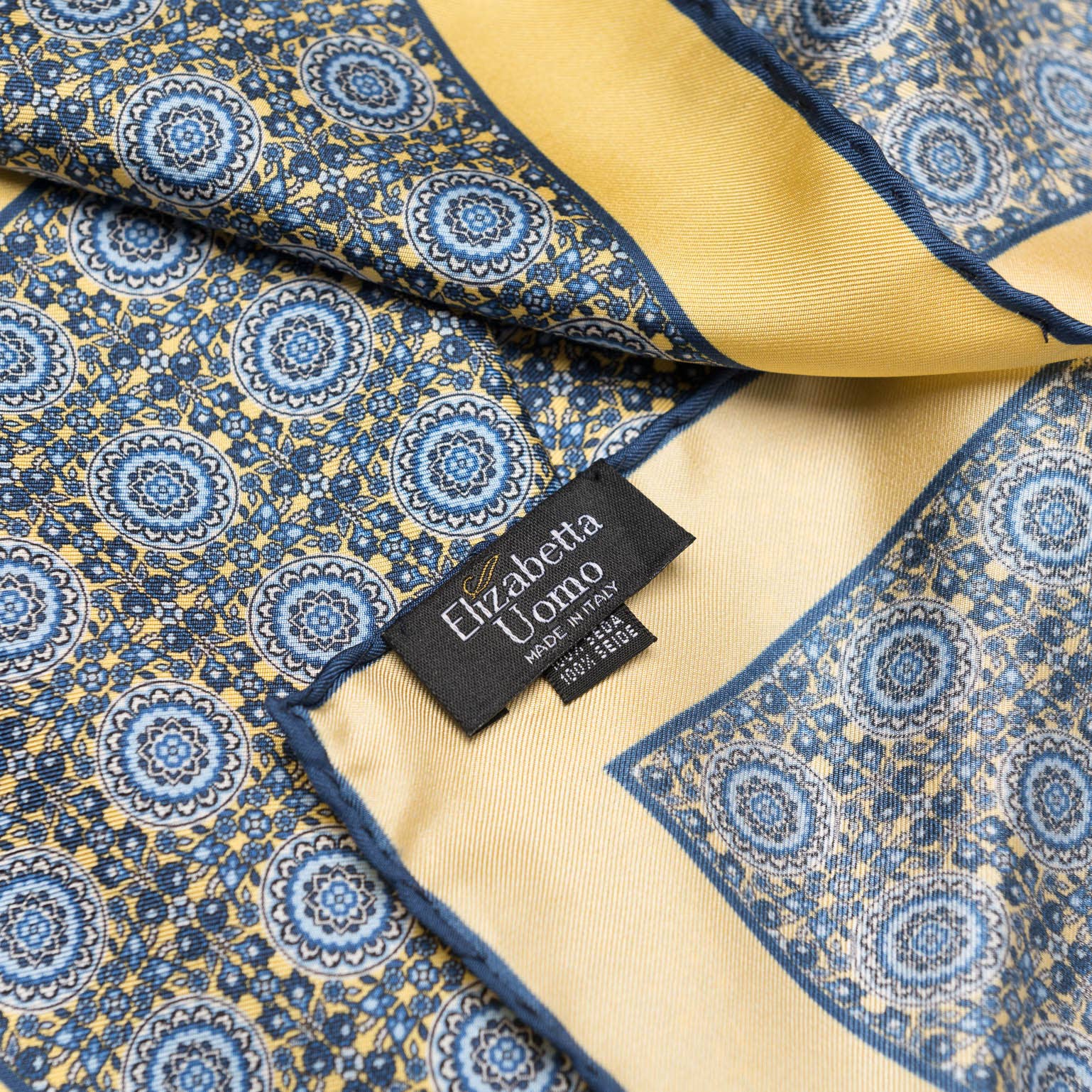 Elizabetta Made in Italy USA – Engroshandel Slips - Herre – Lucca - Håndvalset Silke Halstørklæde - Gul8