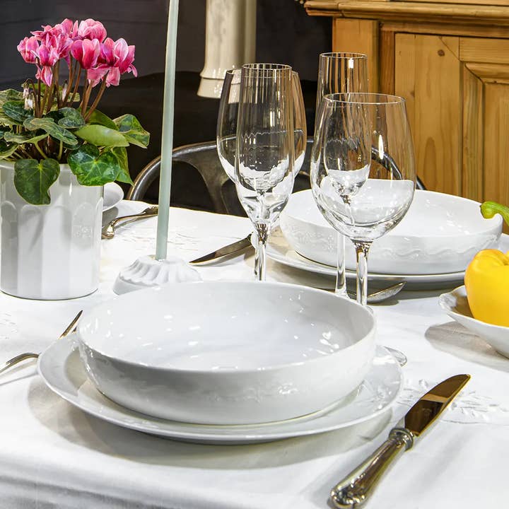 LILIBET deep plate L white enamelled for wholesale by REMINISCENCE HOME