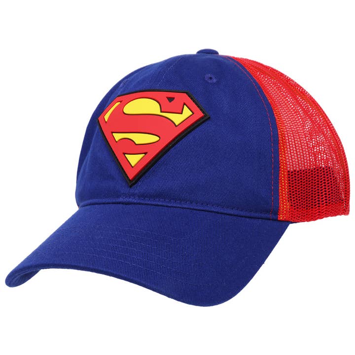 Concept One Unisex-Adult DC Comics Superman Logo Trucker Hat, Adult Adjustable Snapback Baseball Cap with Curved Brim for Men and Women for wholesale by Concept One