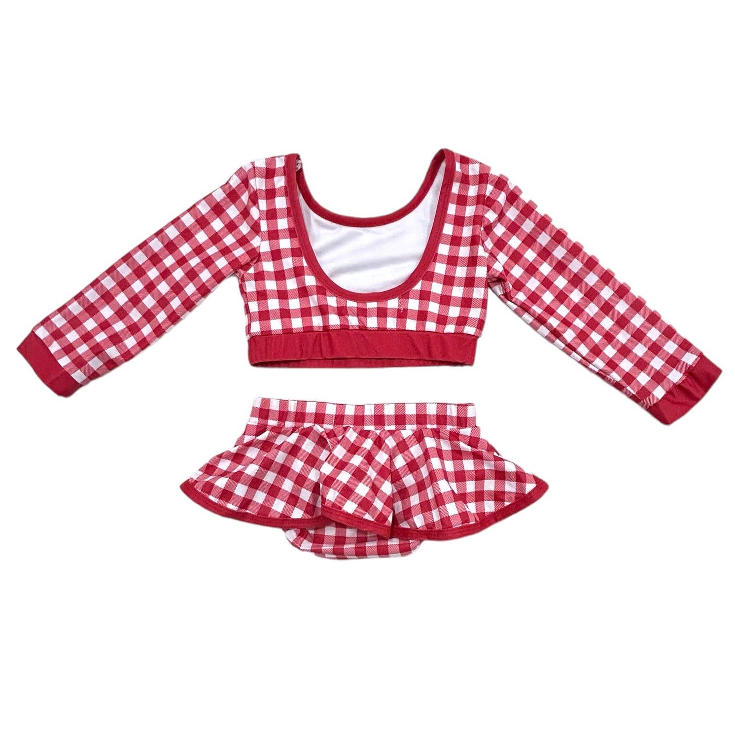 Sugar Bee Clothing – wholesale Two-piece swimsuit – Kids – Girls Swimsuit - Skirt Bikini - Red Gingham6