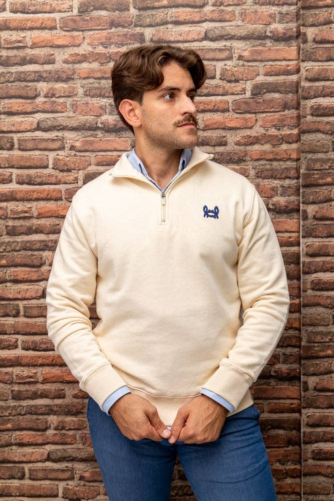 Custi Mikelo: Men's Clothing & Christmas Gifts - Venta al por mayor Sudadera - Unisex - Sudadera Media Cremallera Crema3