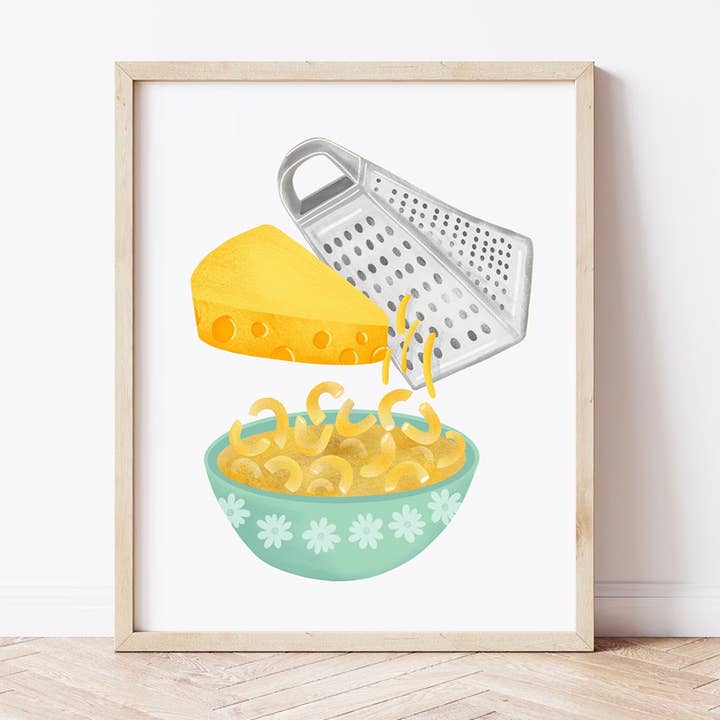 Mac och ost väggkonsttryck för wholesale av Sarah Whittle Illustration