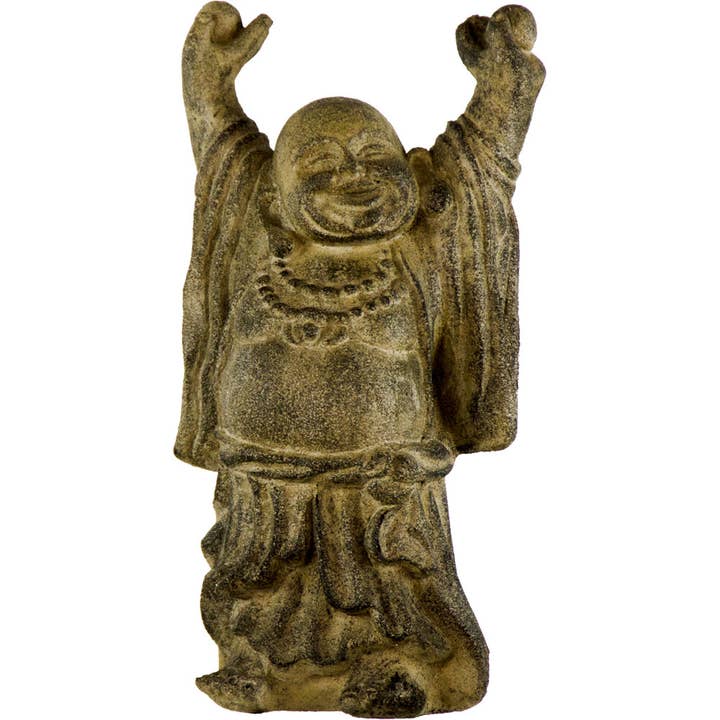 Statue en pierre volcanique debout de Bouddha heureux (chacune) pour la vente par Kheops International