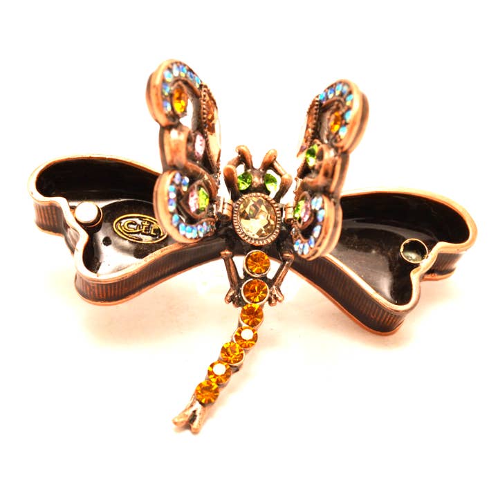 Ciel Collectables - Wholesale Jewelry Box/Organizer - Bejeweled Dragonfly Trinket Box. Hand Set Multi Color