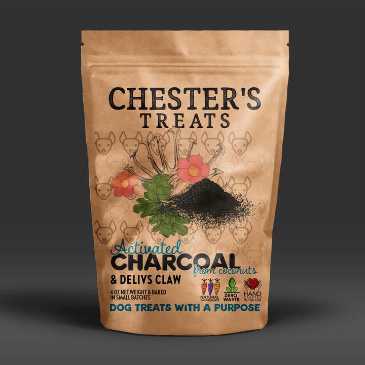 CHESTER'S CHARCOAL AND DEVILS CLAW ROOT DOG TREATS WITH KELP for wholesale by Chester's Dog Treats, LLC