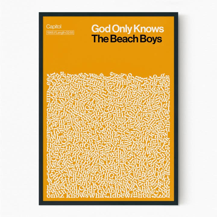 God Only Knows - Beach Boys - Song Lyric Print for wholesale by Reign&Hail
