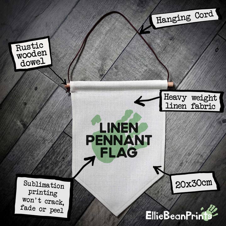 EllieBeanPrints - Wholesale Flag - Adventure Awaits Mountains Pennant Linen Flag3