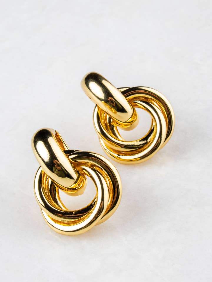Astra Knot Style Earrings - Gold Plated for wholesale by Olia Jewellery