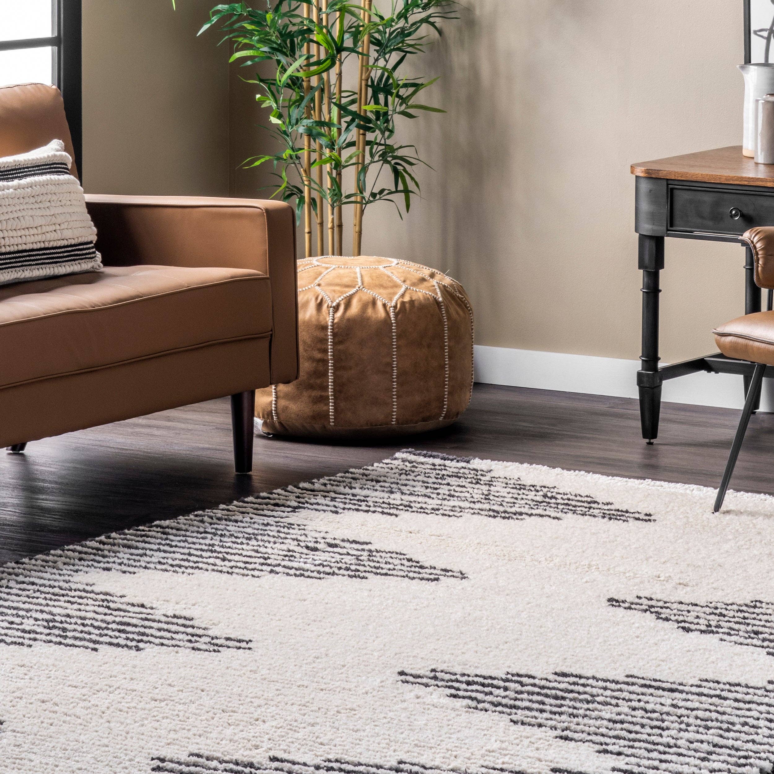 Beige Morgan Contemporary Shag Fringe Area Rug for wholesale on Faire7