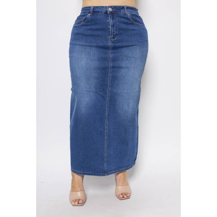 REGULAR SIZE DENIM MIDI SKIRT for wholesale by Curve Market