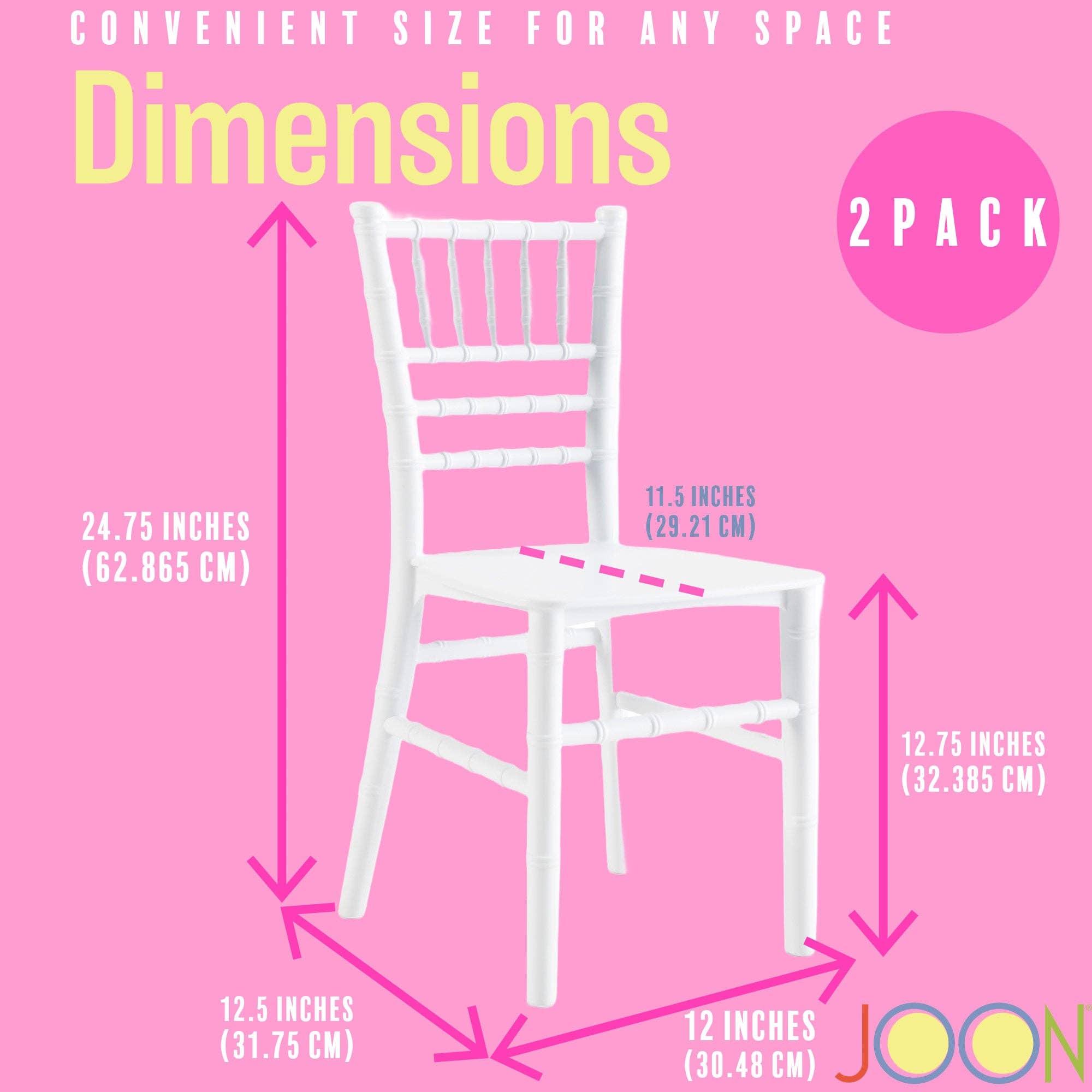 ShopBobbys - Wholesale Chair - Kids - JOON 2 Pack Kids Tiffany Chiavari Chairs, 25x13x14.5 Inches0