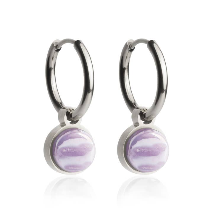 Brincos de argola Mix & Match com pendente • prata/lavanda • 16 mm por atacado de ALEXASCHA