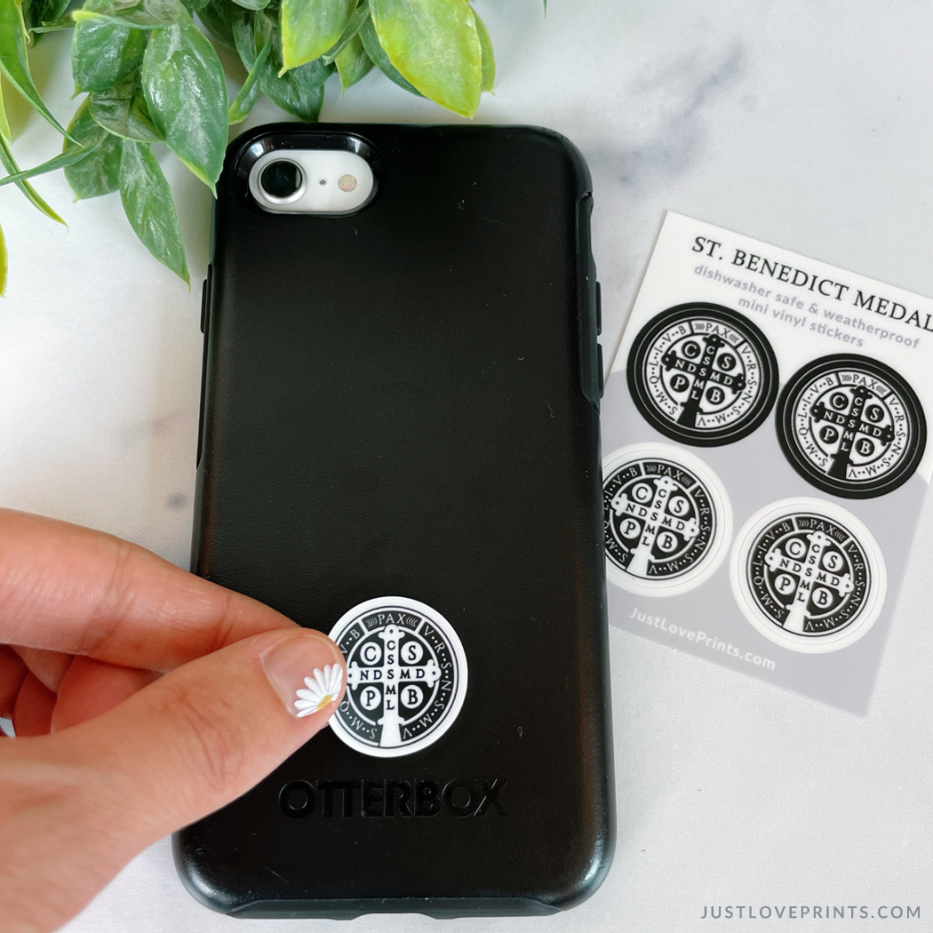Just Love Prints - Catholic Stickers & Gifts - Wholesale Sticker - Mini St. Benedict Medal Sticker Sheet1