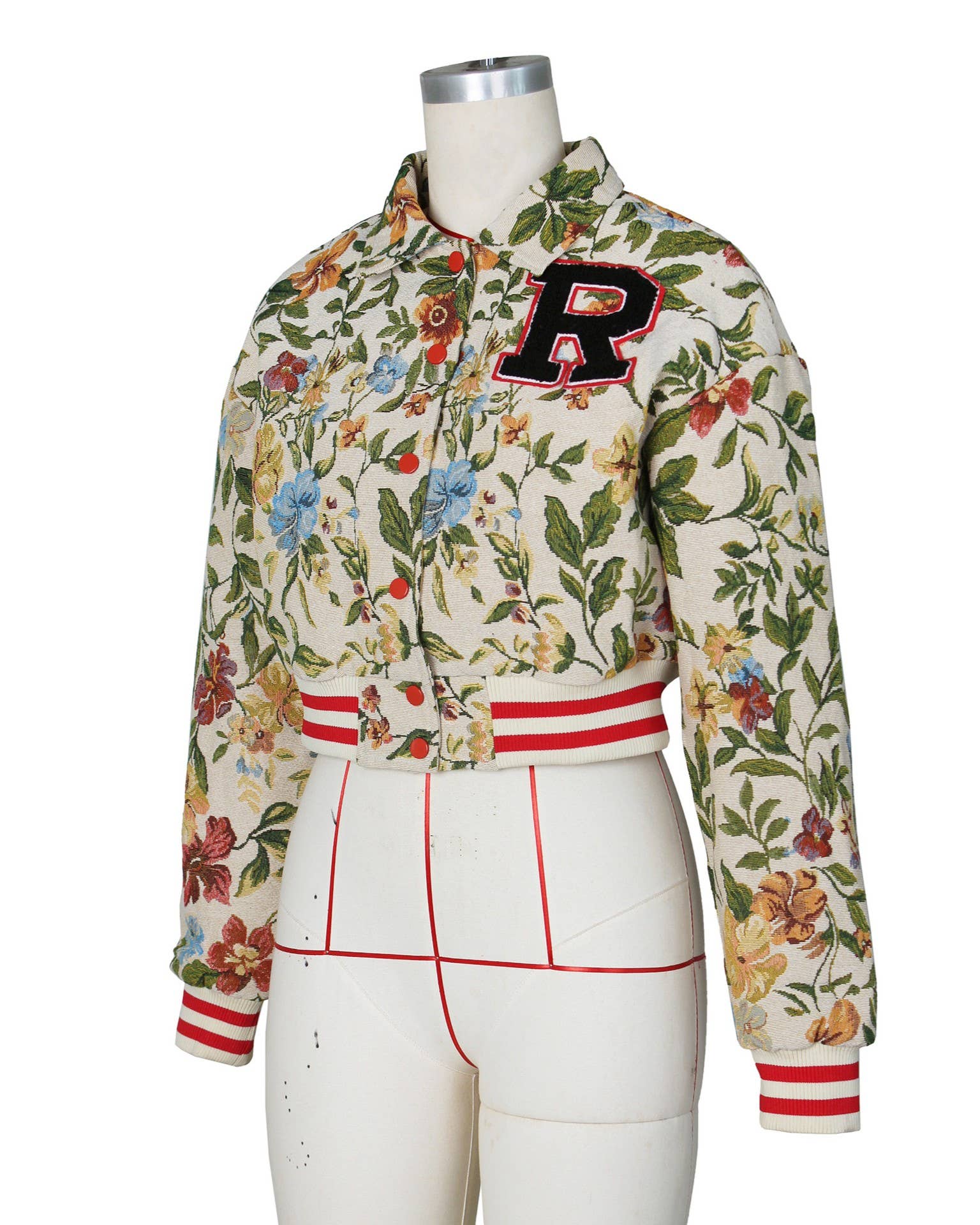 Rosa Clothing - Wholesale Jacket - Women's - Hip Hop Floral Jacquard Short Button-Down Jacket0