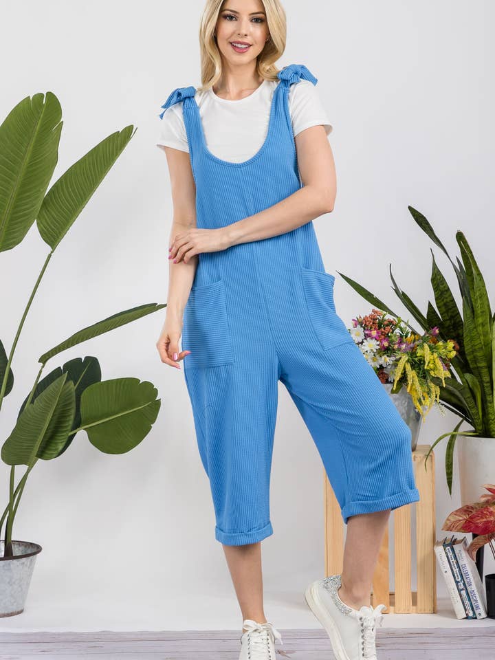 Celeste Clothing – Engroshandel Jumpsuit - Dame – CASUAL RIB CAPRI JUMPSUIT MED LOMMER -CP3387322