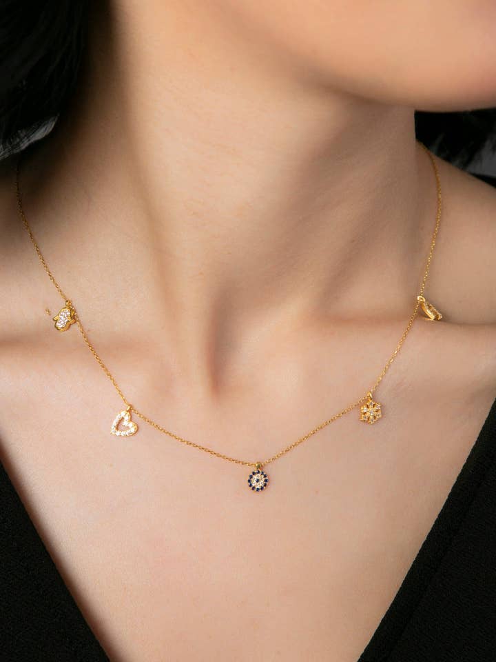 Women's 925 Sterling Silver Luck Model Pendant Necklace for wholesale by Volenia Silver