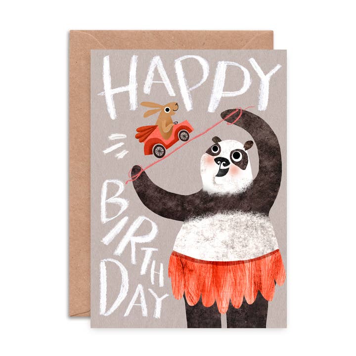 Carte de vœux d'anniversaire Panda | Carte d'anniversaire Panda pour la vente par Emily Nash Illustration Greeting Cards