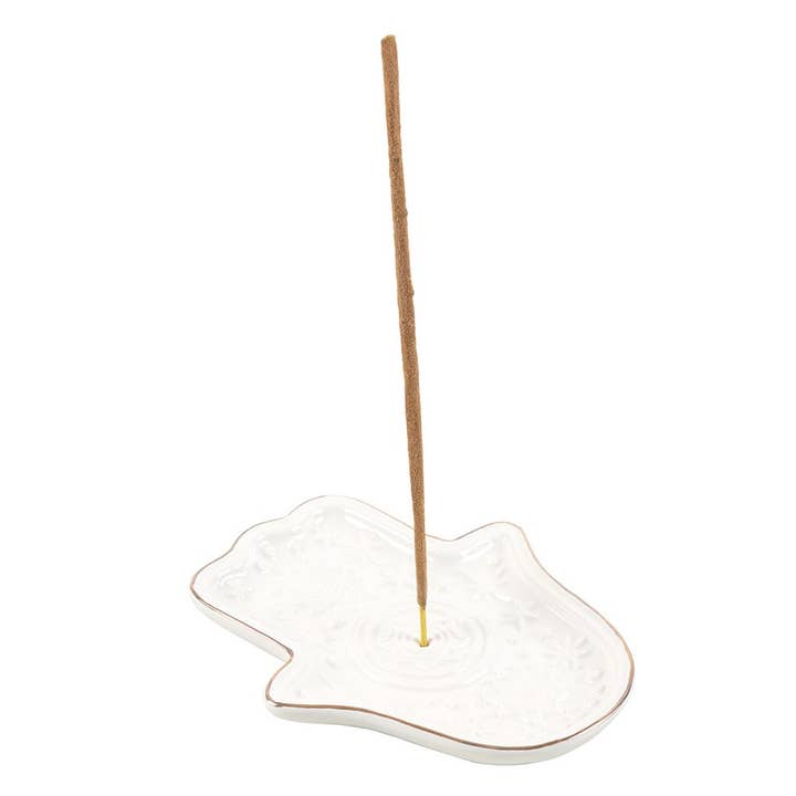 WONDER IMPORTS AUSTRALIA - Wholesale Incense holder - White Hand of Hamsa Incense Holder and Trinket Dish1