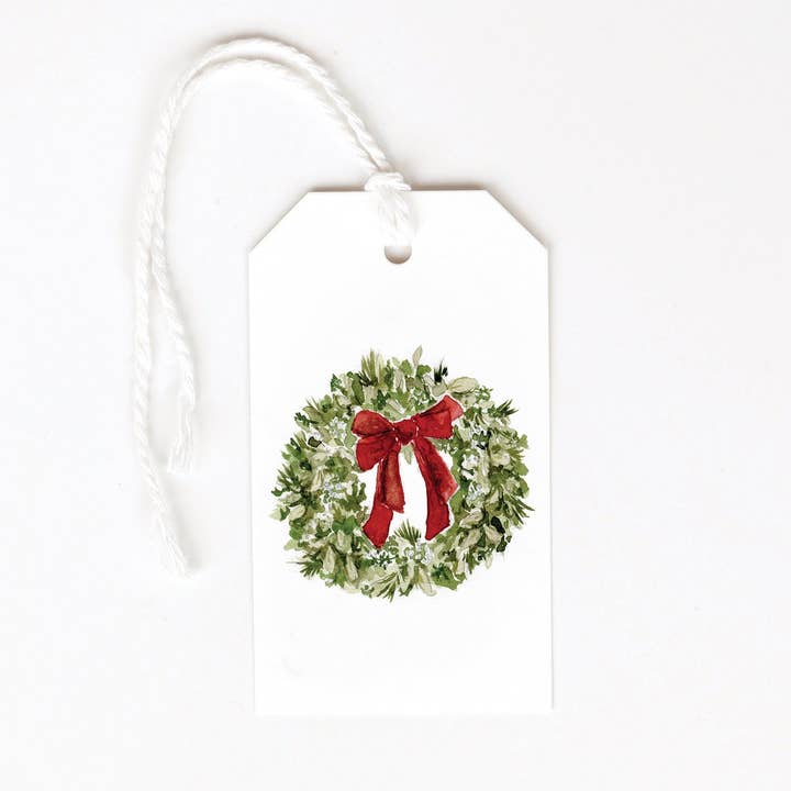 emily lex studio - Wholesale Gift Tag - red bow wreath gift tags