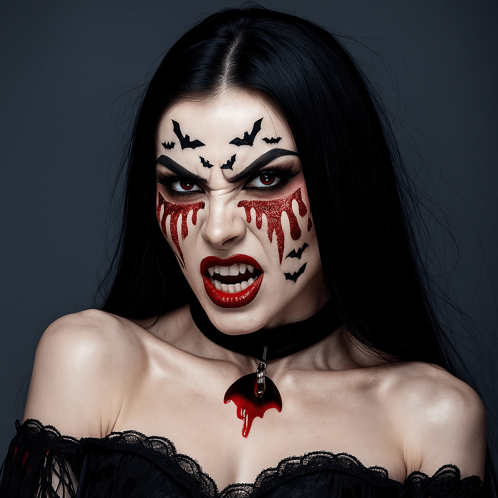 Red Bloody Awesome Glitter Tears Face Sticker for wholesale on Faire2