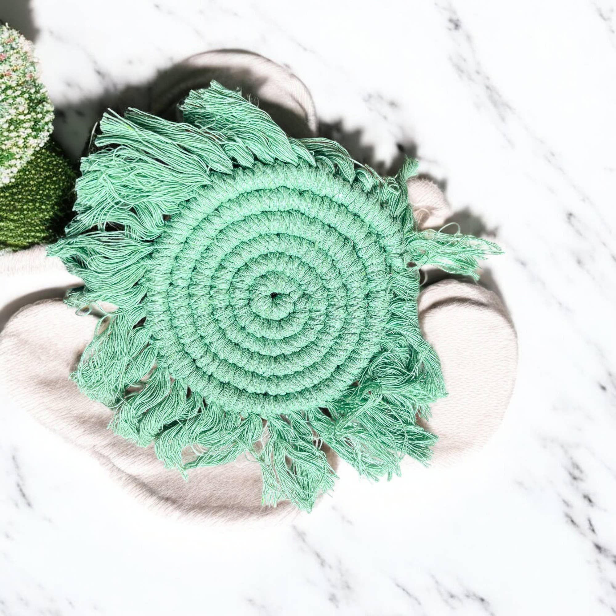 Gia Roma – Objeto de mesa decorativo por atacado – Porta-copos de algodão com tassel em tons pastéis, decoração de mesa para primavera e Páscoa20