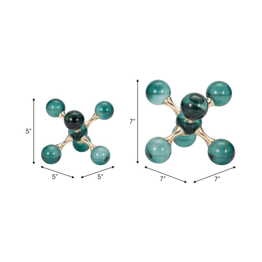 Sagebrook Home - Wholesale Bookend - Bookends Set of 2 - Green Crystal/Metal Jack, 7 in.3