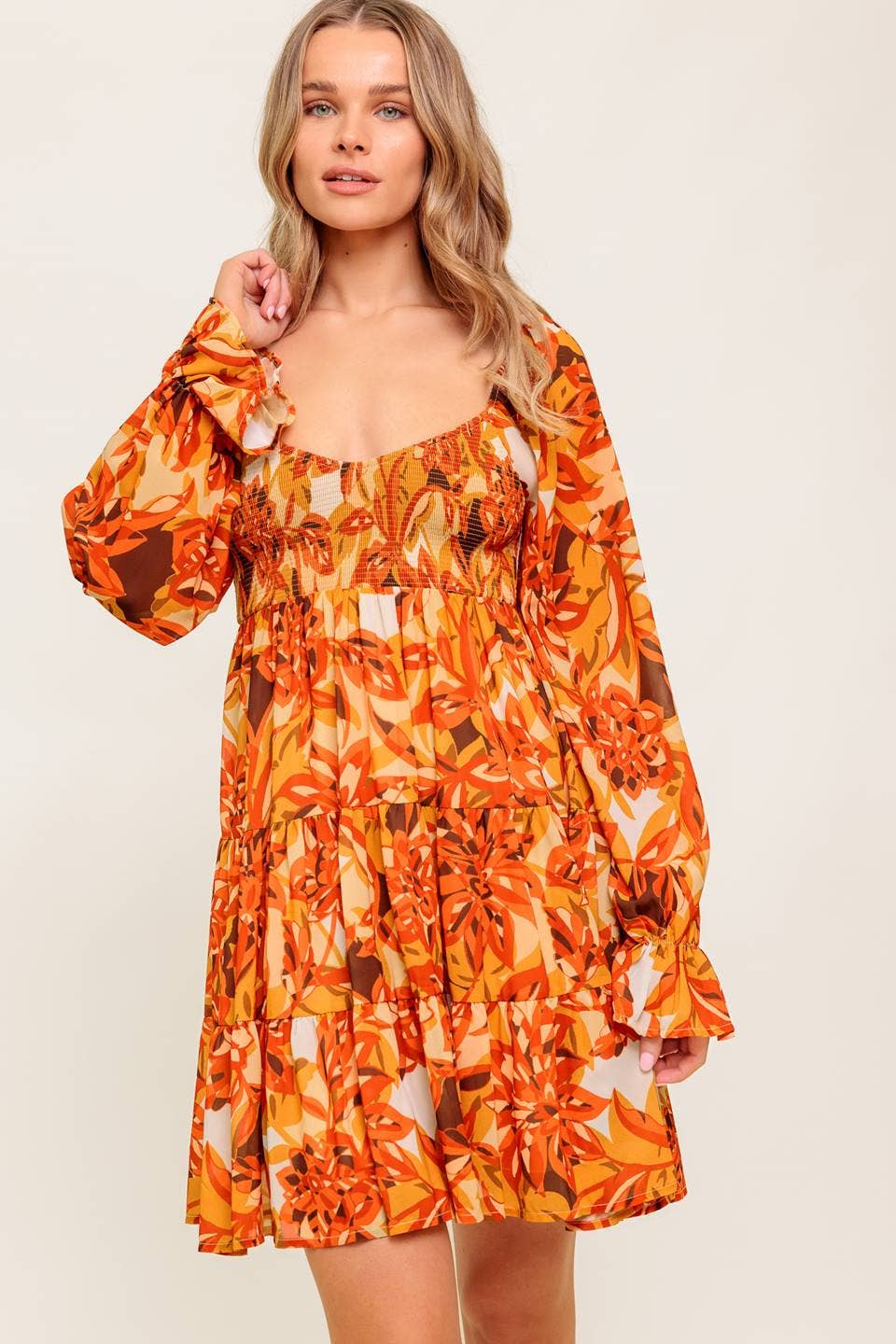 RUST A printed woven mini dress - ID21402 for wholesale on Faire