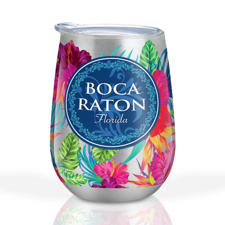 Verre à vin classique en acier inoxydable tropical floral personnalisé pour la vente par Matrix