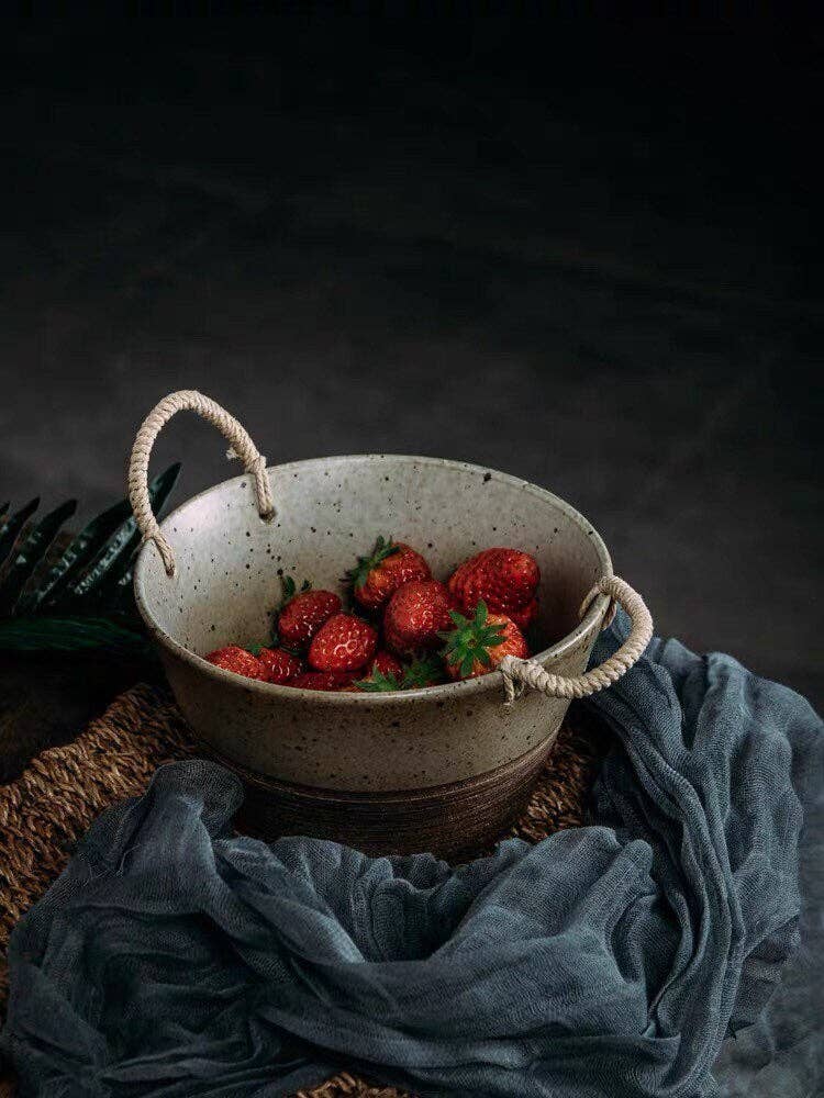 Gohobi （We cover U.S. import duties） - Wholesale Bowl - Gohobi Ceramic Rattan Handle Large Bowl7