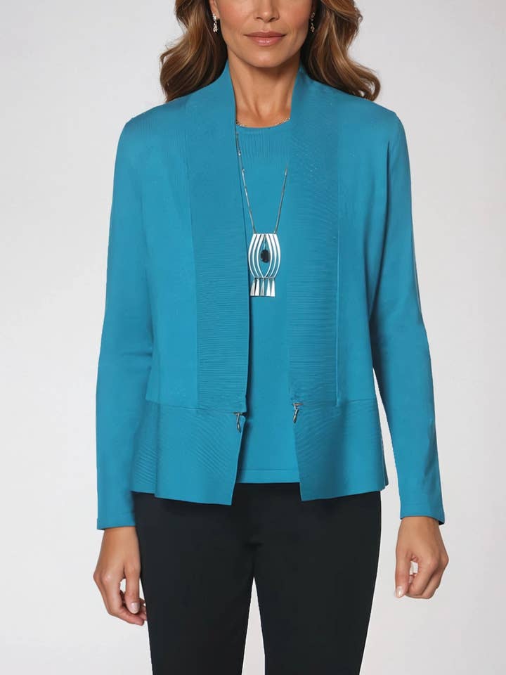 The Torino Zip Ribbed Cardigan for wholesale by J'envie