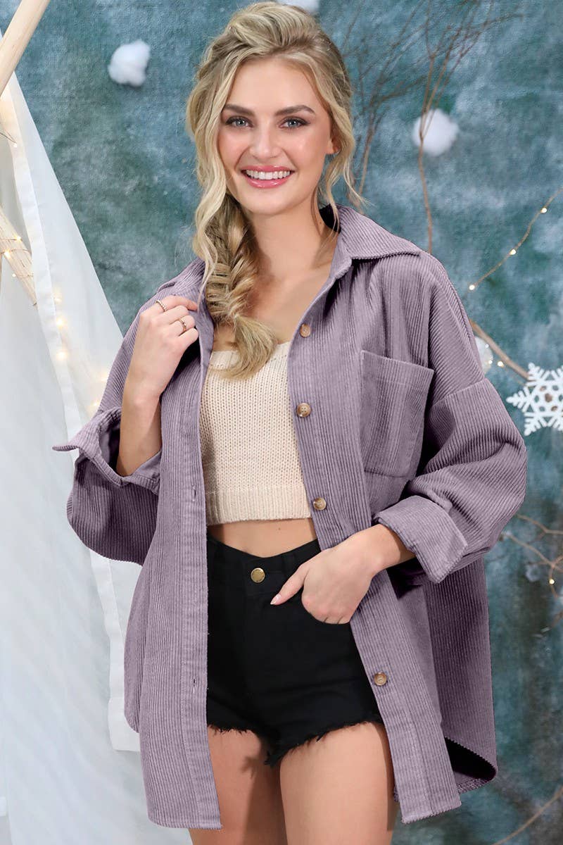 NINEXIS - Vente Veste-chemise – femme - CWOJA381_LOOSE FIT CHEMISES EN VELOURS CÔTELÉ VESTE18