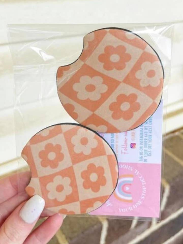 Sottobicchieri per auto a fiori retrò per la vendita all'ingrosso da parte di Jades Decals