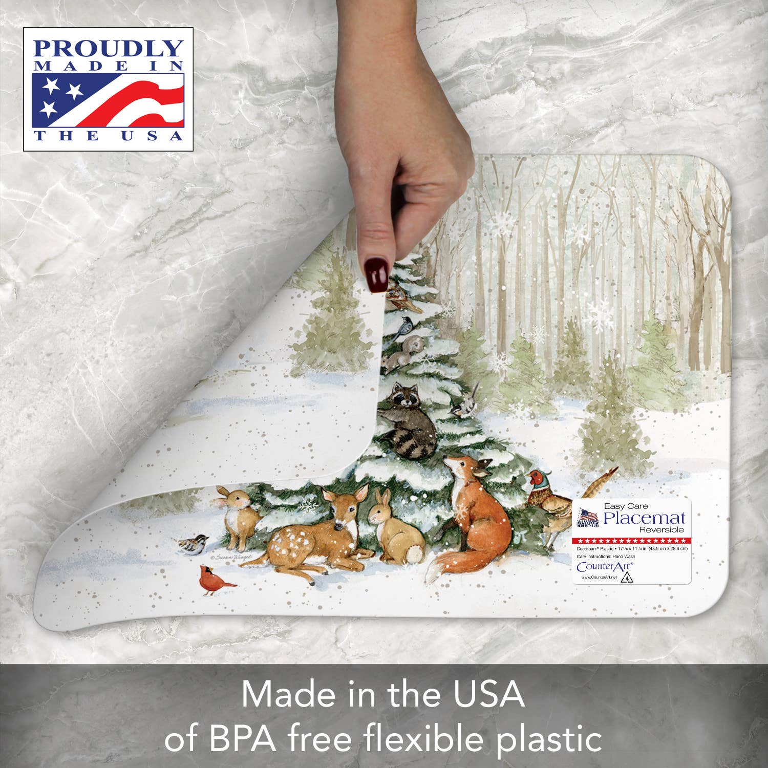 CounterArt/Highland Home/Thirstystone - Wholesale Placemat - Winter Forest Reversible Rectangular Plastic Placemat1